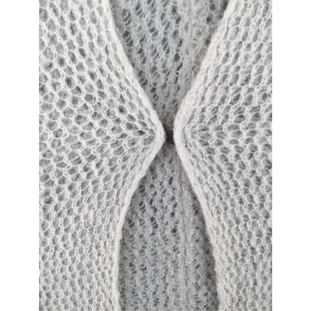 Free People Ivory Open Knit Lace Cardigan Sweater Sheer Boho Romantic